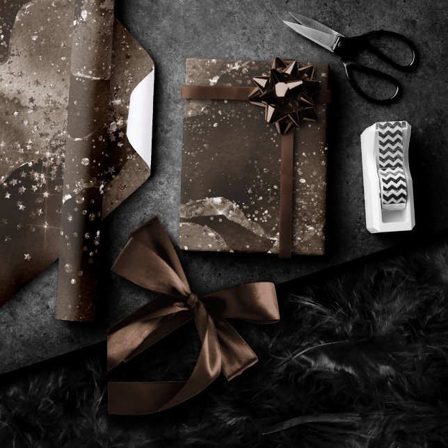 Papel De Regalo Moody Agate | Café Brown Golden Bronze Taupe (Subido por el creador)