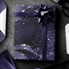 Papel De Regalo Moody Agate | Glam Púrpura Indigo Profundo Mediano
