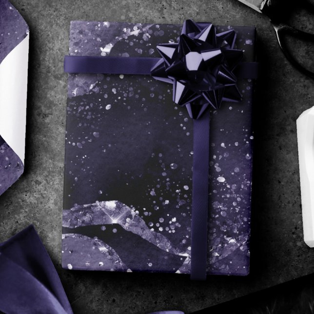 Papel De Regalo Moody Agate | Glam Púrpura Indigo Profundo Mediano (Subido por el creador)