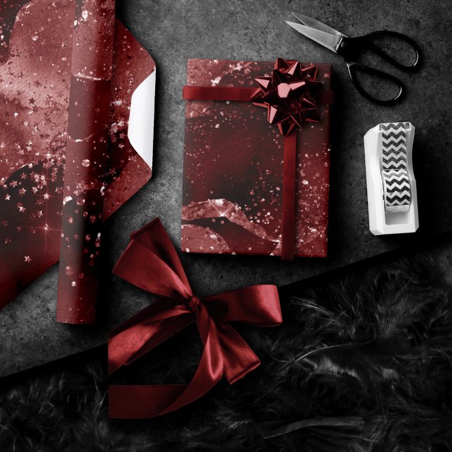 Papel De Regalo Moody Agate | Henna Blood Red Garnet Jewel Tone (Subido por el creador)