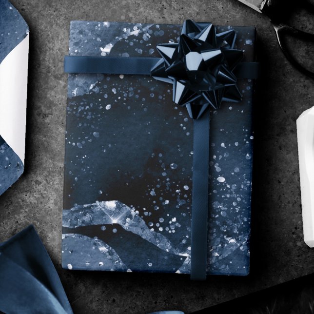 Papel De Regalo Moody Agate | Purpurina de imitación azul de acero (Subido por el creador)