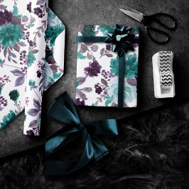 Papel De Regalo Moody Boho | Monograma Verde azulado turquesa y mo