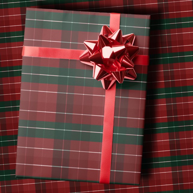 Papel De Regalo Moody Burgundy and Hunter Green Stripe Plaid Xmas (Subido por el creador)