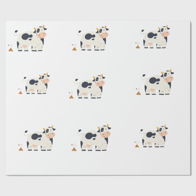 Papel De Regalo “Moody Cow” Wrapping Paper  (Superficie plana)