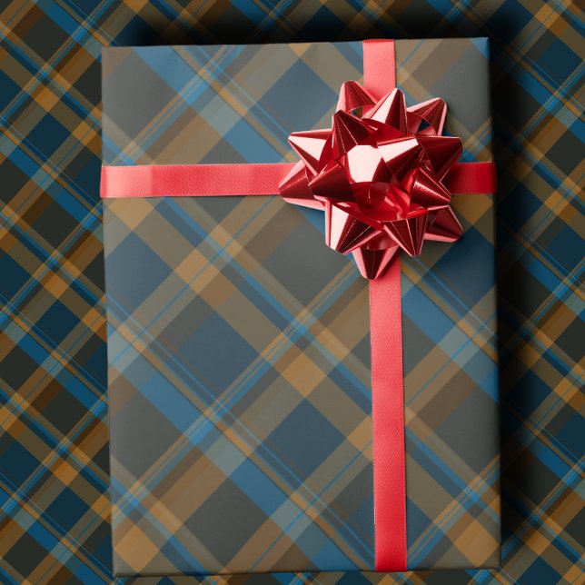 Papel De Regalo Moody Diagonal Navy, Brown and Copper Tartan Plaid (Subido por el creador)
