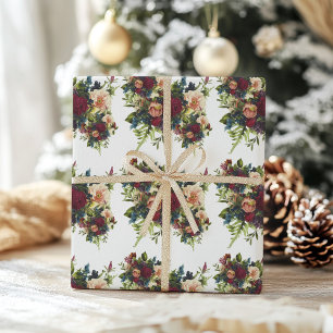 Papel De Regalo Moody Floral Burgundy Boda