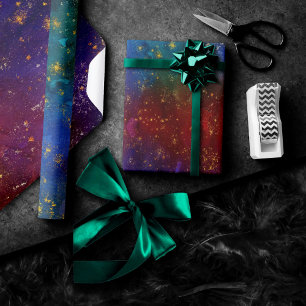 Papel De Regalo Moody Ombre   Psicodelia Grunge Gold Stardust