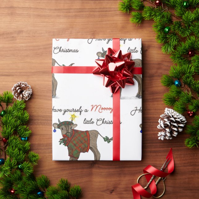 Papel De Regalo Moooy Christmas (Regalo de vacaciones)