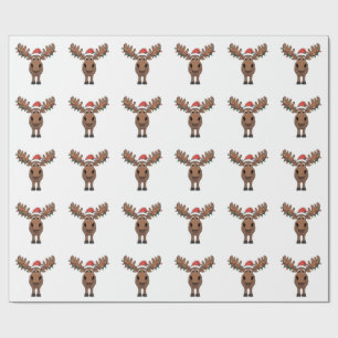 Papel De Regalo Moose Christmas Tree ilumina divertidas Xmas Moose