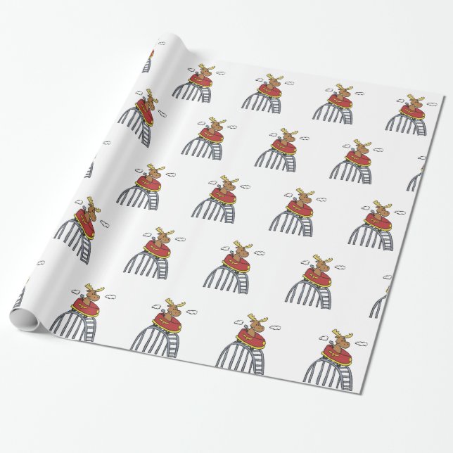 Papel De Regalo Moose on Roller Coaster | elegir color de fondo (Desenrollado)