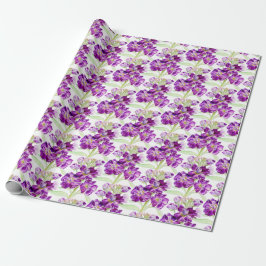 Papel De Regalo Morada morada acuarela flor estampado floral