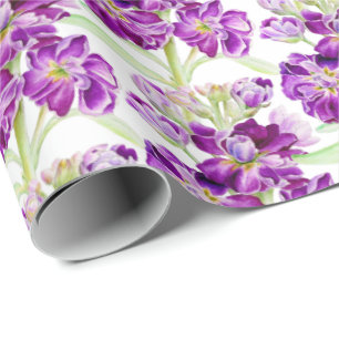 Papel De Regalo Morada morada acuarela flor estampado floral
