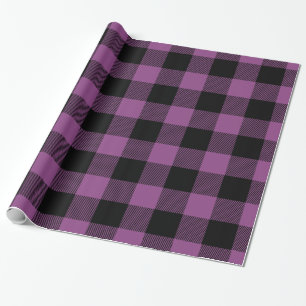 Papel De Regalo Morado Ciruela Negro Gigante Cuadros Búfalo Leñado