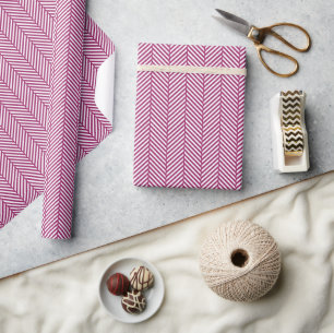 Papel De Regalo Morado de Berry y Herringbone blanco