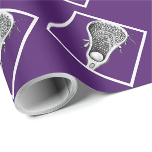 Papel de regalo morado de deportes de Lacrosse
