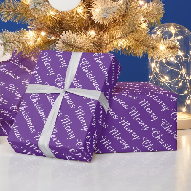 Papel De Regalo Morado de Feliz Navidad Moderno Personalizado (Vacaciones)
