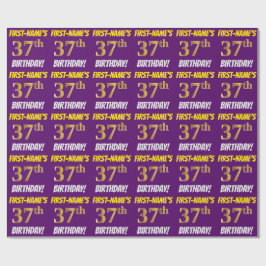 Papel De Regalo Morado, Faux/Imitation Gold, "37th BIRTHDAY"