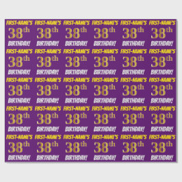 Papel De Regalo Morado, Faux/Imitation Gold, "38th BIRTHDAY"