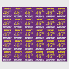 Papel De Regalo Morado, Faux/Imitation Gold, "46th BIRTHDAY"