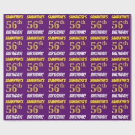 Papel De Regalo Morado, Faux/Imitation Gold, "56th BIRTHDAY"