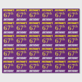 Papel De Regalo Morado, Faux/Imitation Gold, "67th BIRTHDAY"