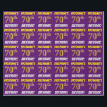 Papel De Regalo Morado, Faux/Imitation Gold, "70th BIRTHDAY"<br><div class="desc">Este diseño de papel envolvente incluye un mensaje como "¡CUMPLEAÑOS 70 DE FIRSTNAME!", en el que el "70" tiene un aspecto de color falso/imitación de color dorado, y con el nombre y el "CUMPLEAÑOS" en un tipo de letra divertido y audaz. El nombre se puede personalizar y el fondo es...</div>
