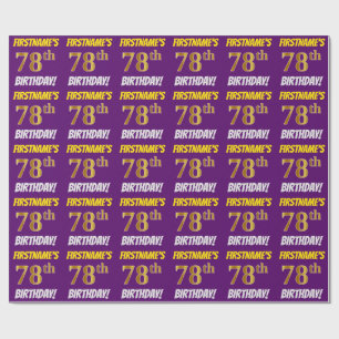 Papel De Regalo Morado, Faux/Imitation Gold, "78th BIRTHDAY"
