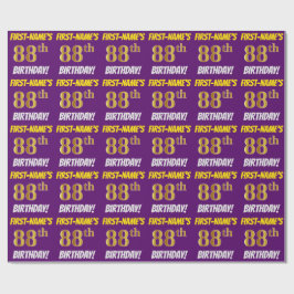 Papel De Regalo Morado, Faux/Imitation Gold, "88th BIRTHDAY"