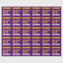 Papel De Regalo Morado, Faux/Imitation Gold, "89th BIRTHDAY"