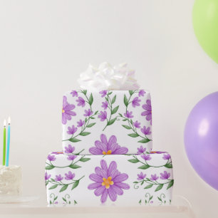 Papel De Regalo Morado Floral