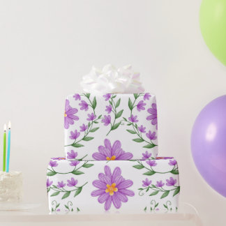 Papel De Regalo Morado Floral