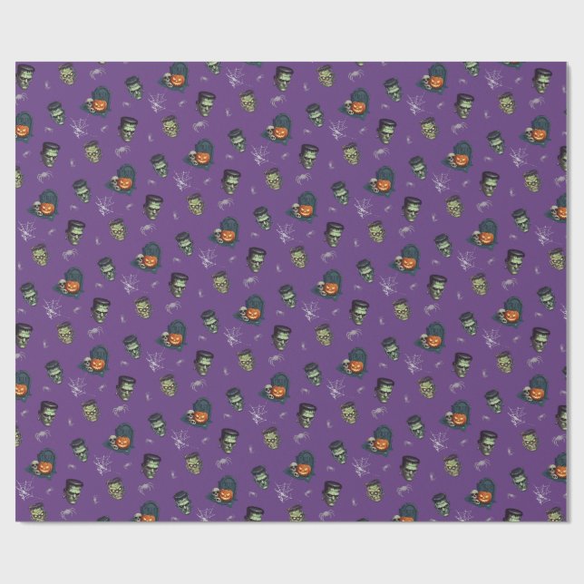 Papel De Regalo 💜 Morado Gótico Halloween Envuelto 🎃 🕸️ (Superficie plana)
