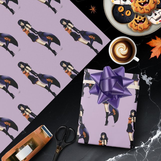 Papel De Regalo Morado Halloween Curte Witch (Subido por el creador)