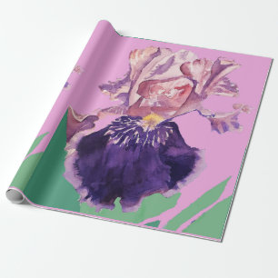 Papel De Regalo Morado Iris irises flores Watercolor