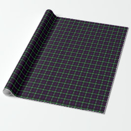Papel De Regalo Morado medio y tartán verde neón 02