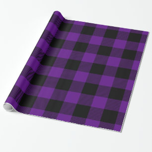 Papel De Regalo Morado Negro Enorme Búfalo Plaid Lumberjack Tartán