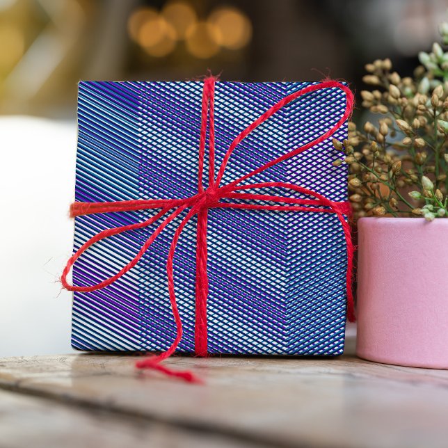 Papel De Regalo Morado y azul Moiré Stripes Moderno Resumen Guay (Subido por el creador)