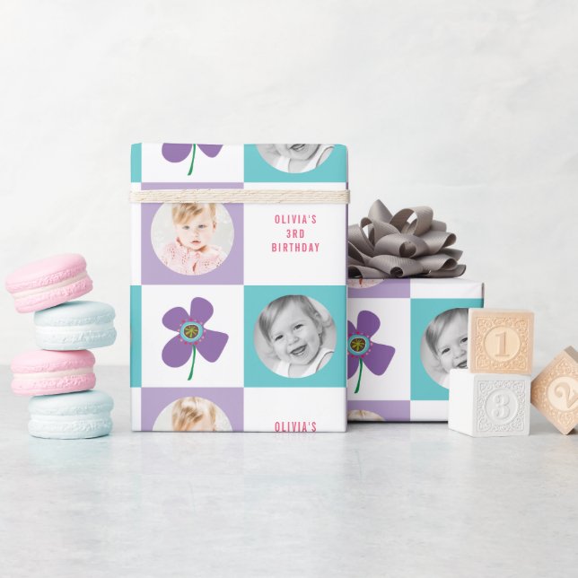 Papel De Regalo Morple Daisy Pop Flower Moda Regalo de foto de cum (Baby Shower)