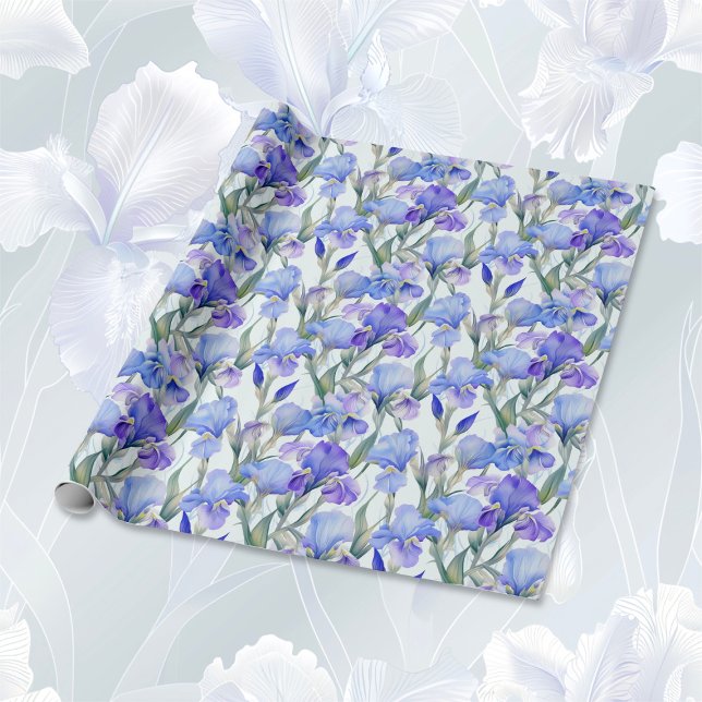 Papel De Regalo Morple Iris Floral 25° Aniversario Boda (Purple Iris 25th Wedding Anniversary wrapping paper)