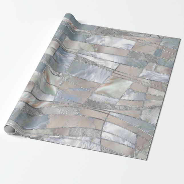 Papel De Regalo Mosaic Waves Art - Just Pearl (Desenrollado)