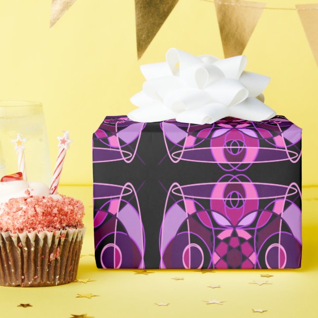 Papel De Regalo mosaico abstracto rosa y púrpura (Fiesta de cumpleaños )