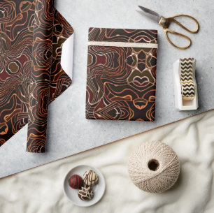Papel De Regalo Mosaico Artístico de Naranja Oxidado Marrón Oscuro