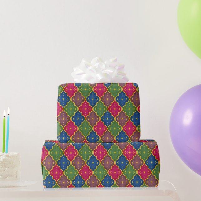 Papel De Regalo Mosaico celeste marroquí (Regalos de fiesta)