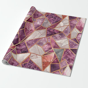Papel De Regalo Mosaico de amatista – Vidrio agrietado - Púrpura