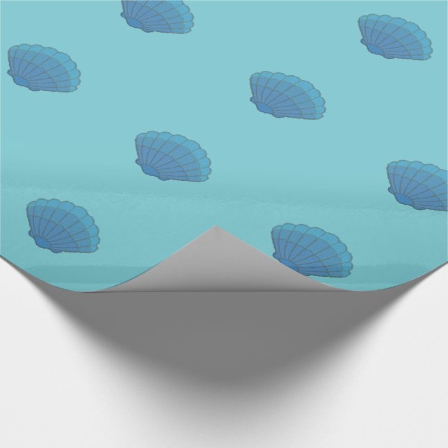 Papel De Regalo Mosaico de Concha Marina Azul (Esquina)