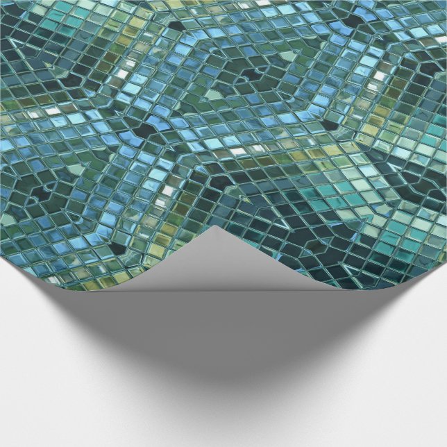 Papel De Regalo Mosaico de cristal verde y azul hermoso (Esquina)
