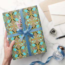 Papel De Regalo  Mosaico de oro turquesa 