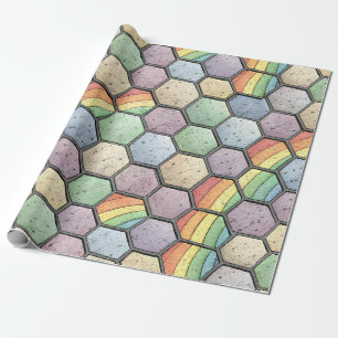 Papel De Regalo Mosaico de Panal de Arcoíris – Baldosa Hexagonal