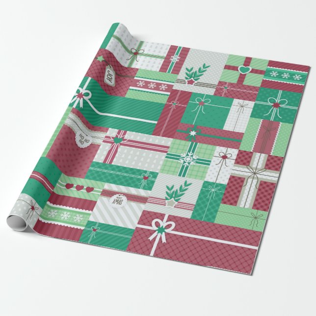 Papel De Regalo mosaico de regalos de vacaciones de navidades (Desenrollado)