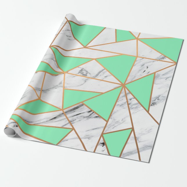 Papel De Regalo Mosaico dorado de mármol (Desenrollado)